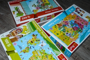 Puzzle edukacyjne Trefl - mapa Polski, Europy i świata